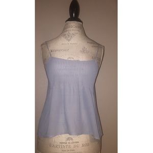 Baby blue ribbed tank top.